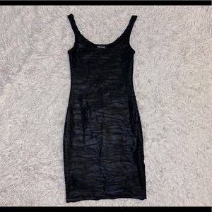 Black Tight Fitting Textured Dress